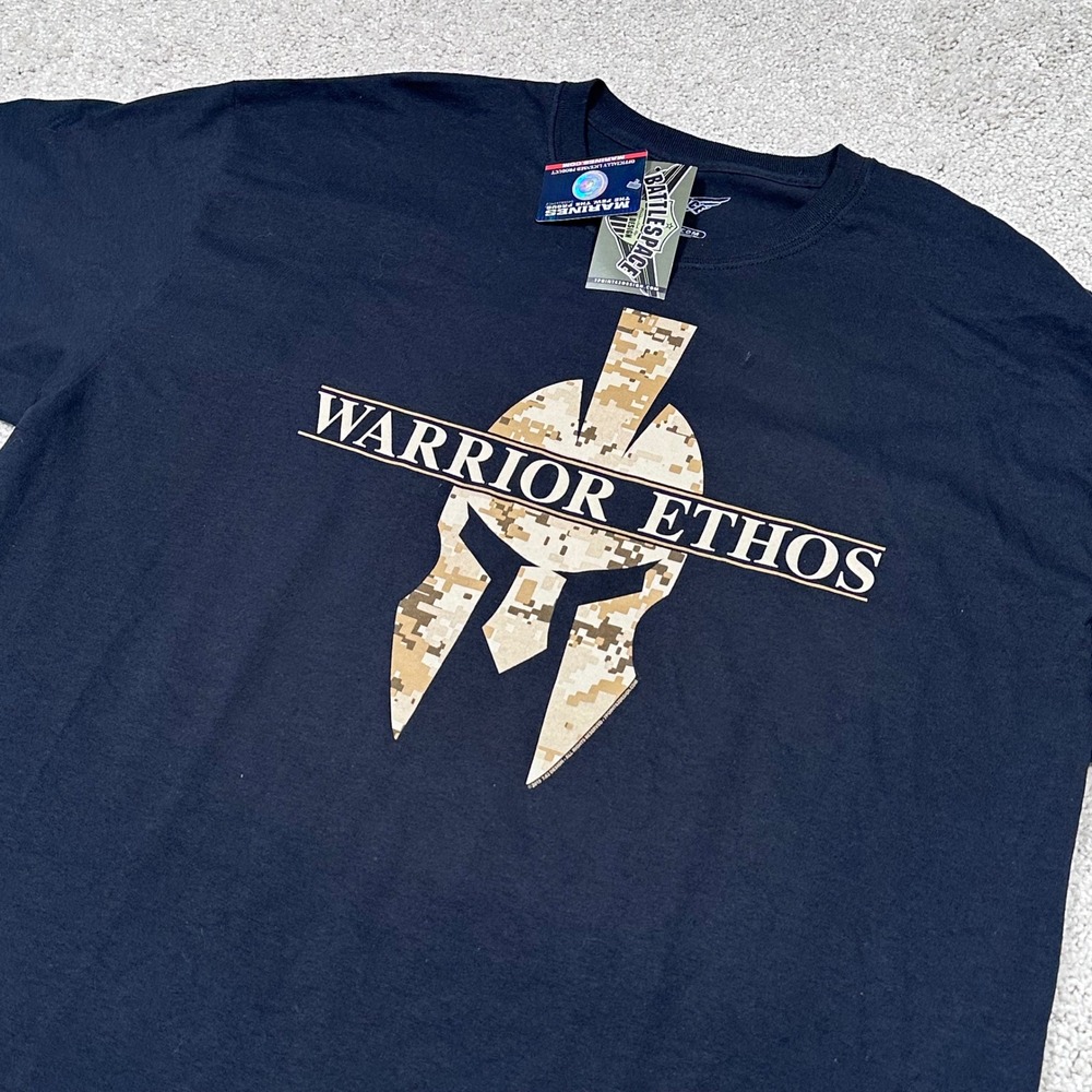 7.62 Design‎ Marines Warrior Ethos Spartan Helmet Camo Graphic T Shirt 2X
